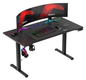 Gamer állítható magasságú elektromos íróasztal asztallapba indukciós vezeték nélküli gyors töltő, 10W RGB fekete
