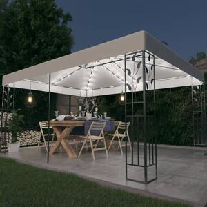 VidaXL fehér dupla tetős pavilon LED fényfüzérrel 3 x 4 m