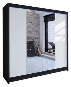 Gardróbszekrény Closico Cavaris II, Laminált forgácslap, 215x180x58cm, Fekete, Fehér
