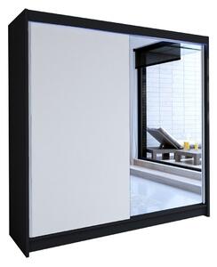 Gardróbszekrény Closico Cavaris I, Laminált forgácslap, 215x180x58cm, Fekete, Fehér