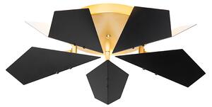 Design plafondlamp zwart met goud 5-lichts - Sinem