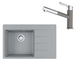 Franke Készletek - G219 szett, illatos mosogató CNG 611-78 TL/2 és keverő FC 3055.084, szürke kő/króm 114.0650.827