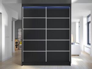 Gardróbszekrény Closico Vastor IV, Laminált forgácslap, 200x150x58cm, Fekete