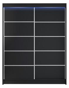 Gardróbszekrény Closico Vastor IV, Laminált forgácslap, 200x150x58cm, Fekete