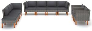 Polyrattan Kerti Ülőgarnitúra - 10 részes - Szürke
