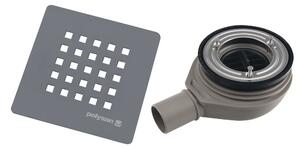 Polysan Polysan, TRENECA fürdőkád szifon, átmérő 90mm, DN40, huzat szürke matt, 84999.31