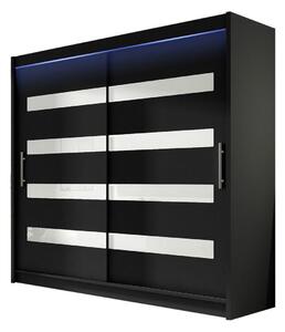Gardróbszekrény Closico Pallor XI, Laminált forgácslap, 215x180x58cm, Fényes fehér, Fekete