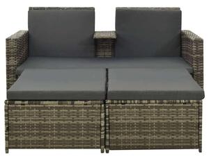 Polyrattan Kerti Ülőgarnitúra - 3 részes - Szürke