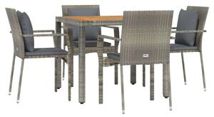 Polyrattan Kerti Étkezőgarnitúra - 5 részes - Szürke