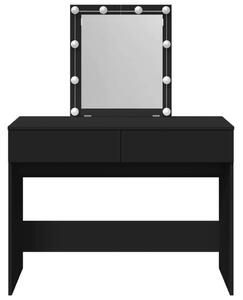 LED-es Sminkasztal - Fekete - 100x40x130 cm