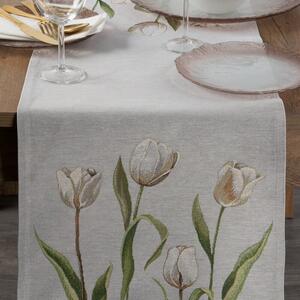 Gobelin tulipán mintás asztali futó Szürke 40x100 cm +/-5%