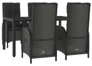 Polyrattan Kerti Étkezőgarnitúra - 5 részes - Fekete