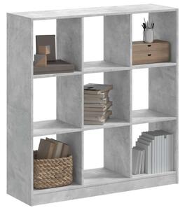 VidaXL Fa Könyvespolc - 9 Rekeszes - Beton Szürke - 102x32x108 cm