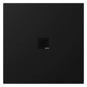 Polysan Öntött márványból készült Polysan, TRENECA zuhanytálca 90x90cm méretállítási lehetőséggel, fekete matt, 84300.21