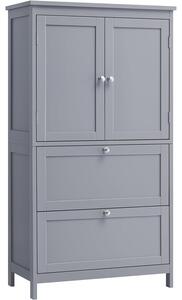 VASAGLE MDF fürdőszobaszekrény 2 fiókkal és 2 ajtóval, állítható polc, 30x60x110cm, szürke