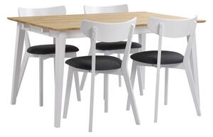 Mimi tölgyfa étkezőasztal fehér lábakkal, 140 x 90 cm - Rowico