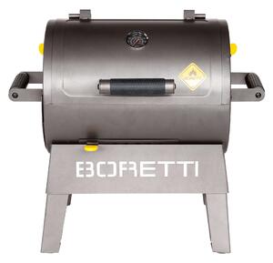 Boretti hordozható faszén grill, Terzo, főzőfelület 30 x 40 cm, 2 öntöttvas rács, beépített hőmérő, hőszigetelt fogantyúk, ideális kempingezésre és teraszra, kompakt, könnyen szállítható, fek