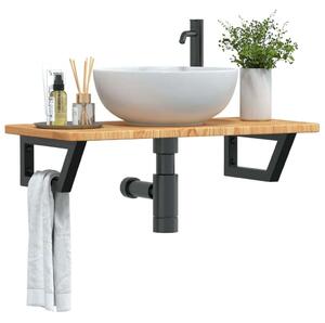 VidaXL Falra Szerelhető Mosdópolc - Tömör Tölgyfa - 80x40cm