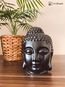 Buddha fej mécses aromalámpa - Fekete - 12 cm