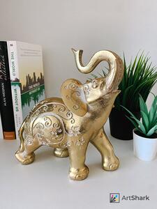 Elefánt szobor - Aranyszínű - 21 cm