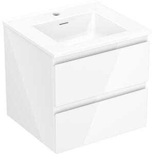 Mexen Orio, fürdőszobaszekrény 50 cm Otis mosdóval, 2 fiókkal, fényes fehér, 91A10-05047-2-BFF00-W18M00