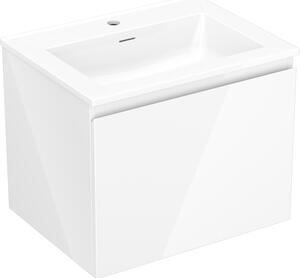Mexen Orio, fürdőszobaszekrény 60 cm Otis mosdóval, 1 fiókkal, fényes fehér, 91A10-06047-1-BF00-W18M00