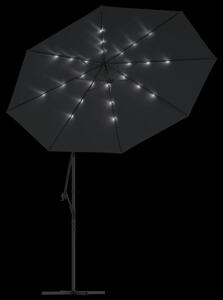 VidaXL fekete konzolos napernyő LED-fényekkel és acélrúddal 300 cm