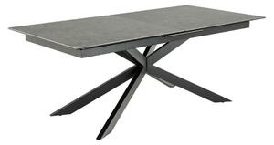 Asztal Oakland 884, Fekete, 76x100x200cm, Hosszabbíthatóság, Kerámia, Edzett üveg, Fém