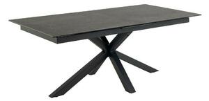 Asztal Oakland 882, Fekete, 76x100x200cm, Hosszabbíthatóság, Kerámia, Edzett üveg, Fém