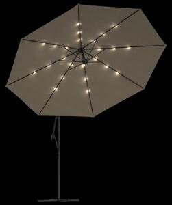 VidaXL tópszínű konzolos napernyő LED-fényekkel és fémrúddal 350 cm