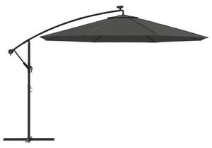VidaXL antracit konzolos napernyő LED-fényekkel és fémrúddal 350 cm