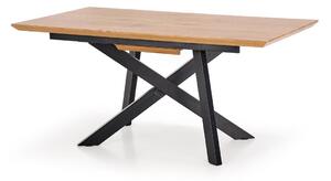 Asztal Houston 347, Fekete, Arany tölgy, 76x90x180cm, Hosszabbíthatóság, Közepes sűrűségű farostlemez, Fém