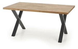 Asztal Houston 904, Fekete, Tölgy, 76x90x160cm, Hosszabbíthatóság, Asztallap anyaga, Fém