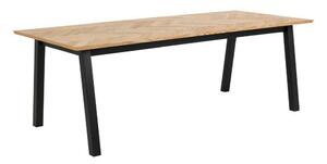 Asztal Oakland 388, Fekete, Tölgy, 75x95x220cm, Hosszabbíthatóság, Laminált forgácslap, Természetes fa furnér, Közepes sűrűségű farostlemez