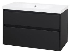 Mereo Opto öntött márvány fürdőszoba szekrény 101 cm fehér fekete MER-CN942M