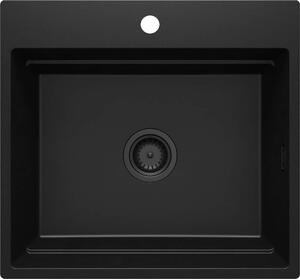 Deante Magnetic, 1 kamrás gránit mosogató 560x520x220mm, fekete matt, DEA-ZRM_N10A