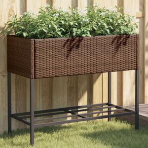 VidaXL Kerti Ültetőláda - Polyrattan - Barna - 90x40x75cm