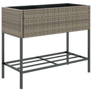 VidaXL szürke polyrattan kerti ültetőláda polccal