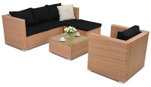 Garden Point Roma Corner 5 technorattán kerti bútorok, mézszínű