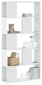VidaXL 5 Polcos Fa Könyvespolc - Fehér - 80,5x23,5x162,5 cm