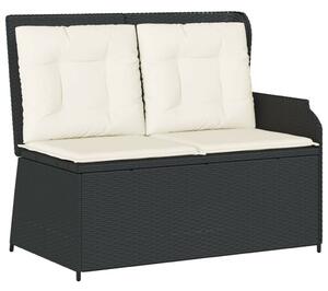 VidaXL fekete polyrattan dönthető kerti pad párnával