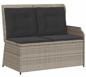 VidaXL világosszürke polyrattan dönthető kerti pad párnával