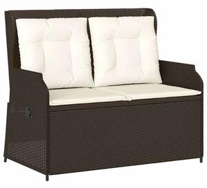 VidaXL Kertbútor - Dönthető Polyrattan Pad - Barna - 2 személyes
