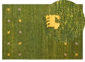 Zöld gabbeh gyapjúszőnyeg 140 x 200 cm YULAFI