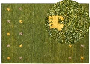 Zöld gabbeh gyapjúszőnyeg 160 x 230 cm YULAFI