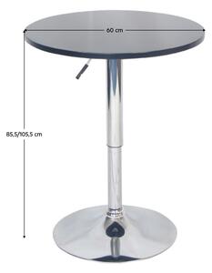 Bárasztal, magasság állítással, króm/fekete, átmérő 60 cm, BRANY 2 NEW