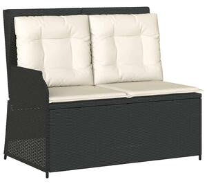 VidaXL fekete polyrattan dönthető kerti pad párnával