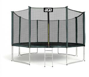 Aga SPORT PRO Trambulin 366 cm Sötétzöld + védőháló + létra