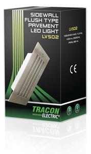 Tracon LVS02, LED süllyesztett fali lámpatest takaróráccsal, ezüst 110-240 VAC, 1,5 W, 100 lm, 3500 K, IP54