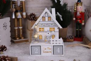 Tracon CHRACHR8WW Led karácsonyi kocka naptár, házikó, fa, elemes Timer 6+18h,8LED, meleg fehér ( 3000K ) színhőmérséklettel, 2xAA